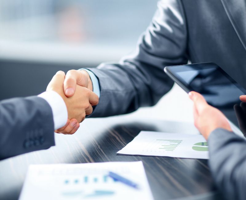 Client handshake with financial representative